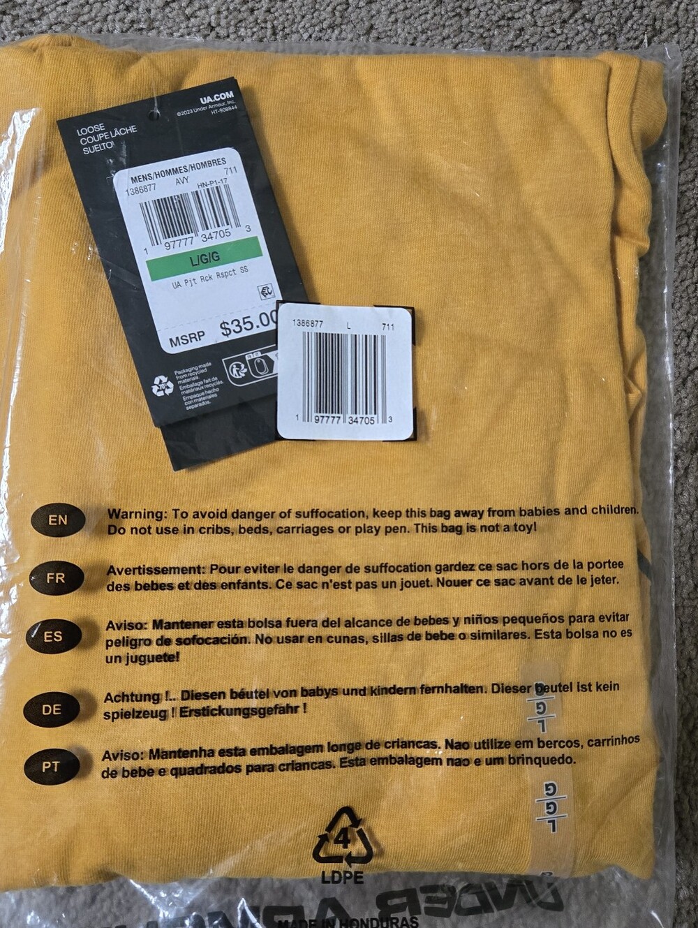 NWT Under Armour Project Rock RSPCT Yellow Graphic Tee L - Picture 4 of 5